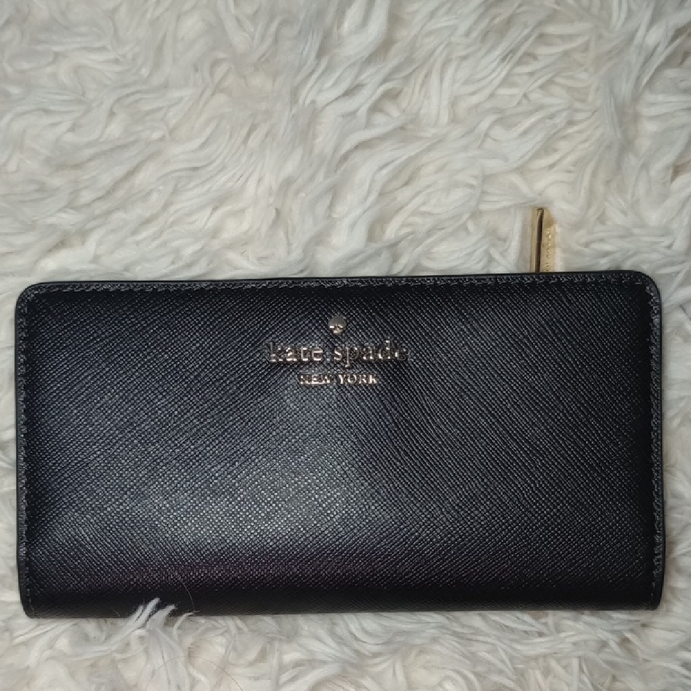 Kate Spade Black Clutch with Gold Zipper
